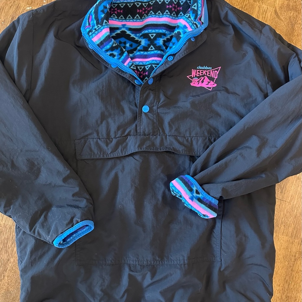 Chubbies Reversible windbreaker Fleece Jacket with Neon Aztec Design